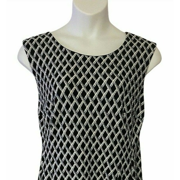 Sandra Darren Ponte Textured Knit Sleeveless Printed Office Casual Border Dress - Picture 6 of 8